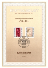 Ersttagsblatt Otto Dix