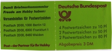 Briefmarkenheft - 10 Pf + 50 Pf + 80 Pf