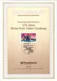 Ersttagsblatt 275 Jahre Rhein-Ruhr Hafen Duisburg